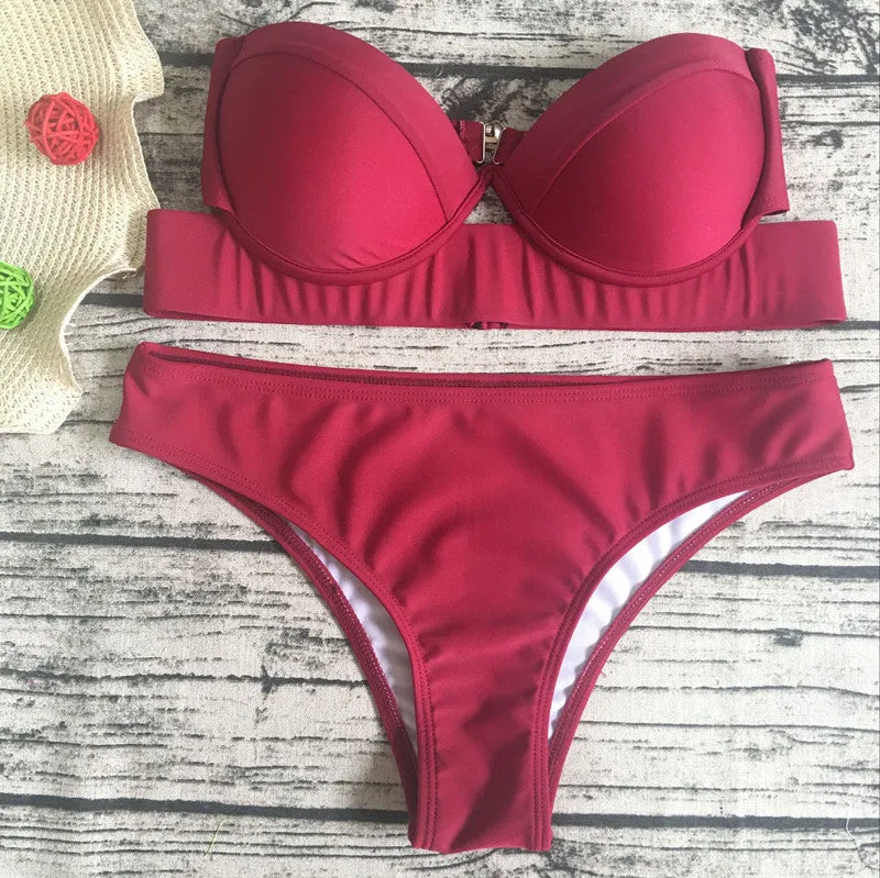Print Low Rise Padded Top Two Pieces Bikini
