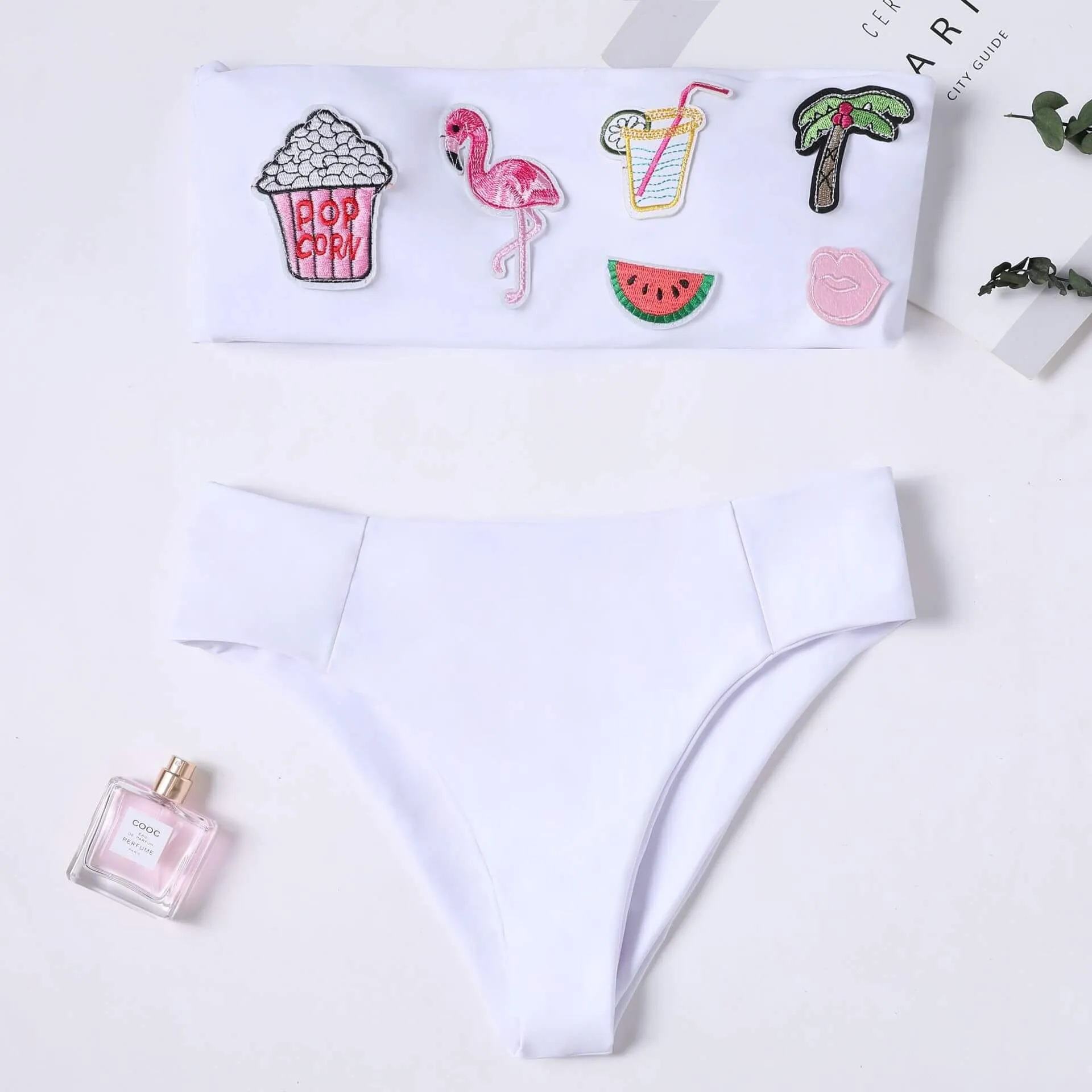 Print Mid Rise Padded Top Triangle Tube Bikinis