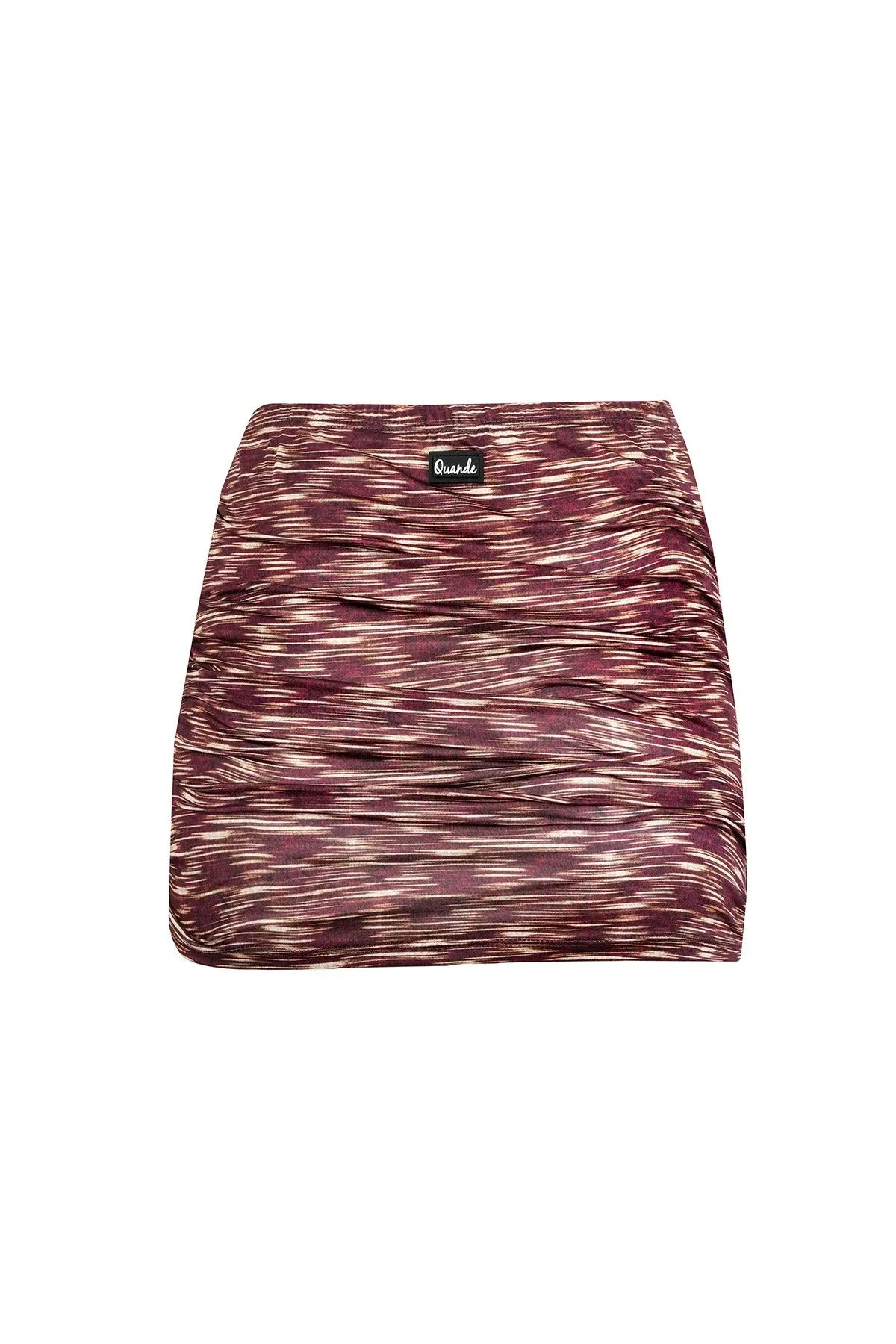 QN Shirred Line Patterned Mini Skirt Black