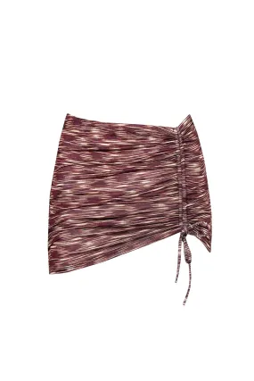 QN Shirred Line Patterned Mini Skirt Black