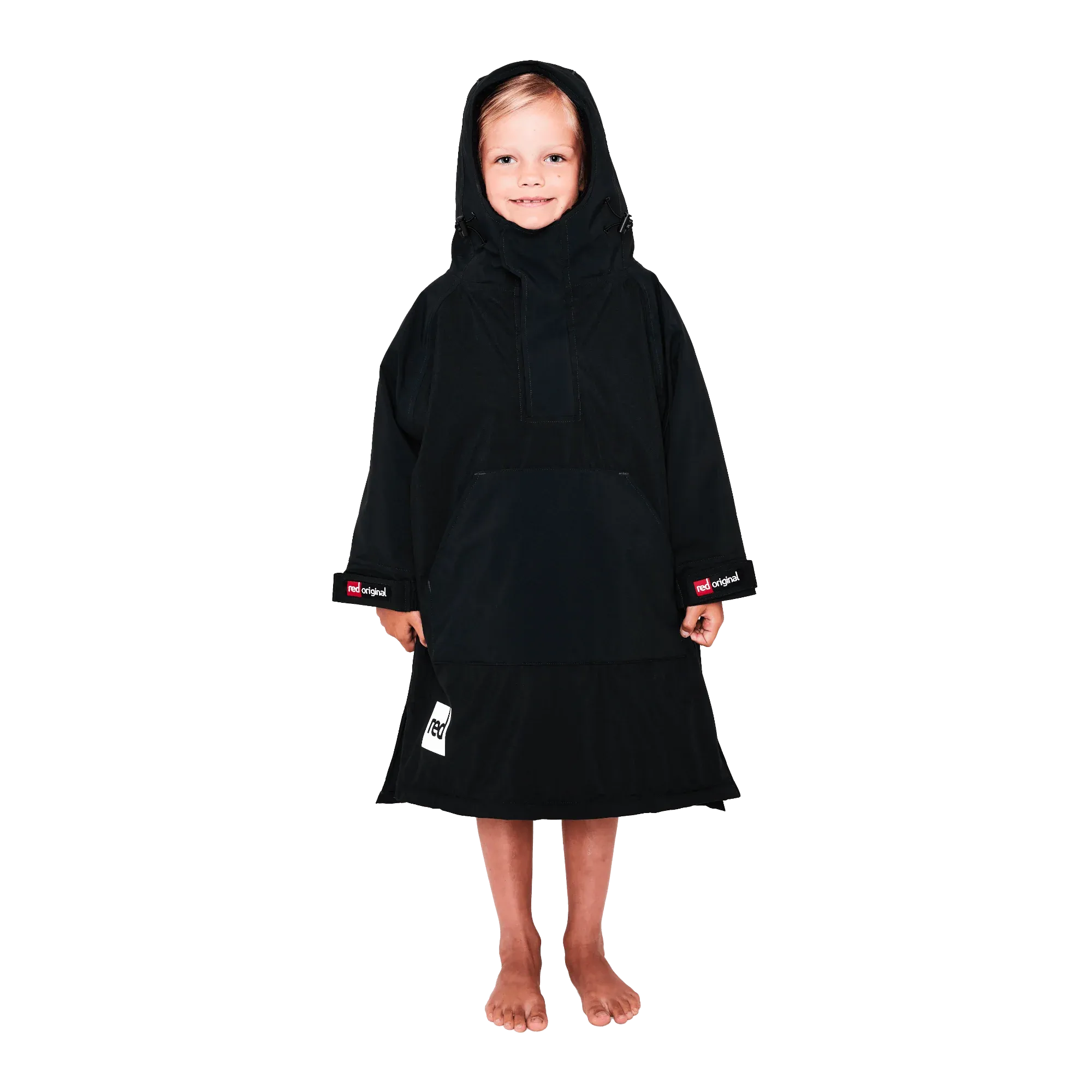 Red Original Change Kids Poncho Half-Zip Long Sleeve - Black