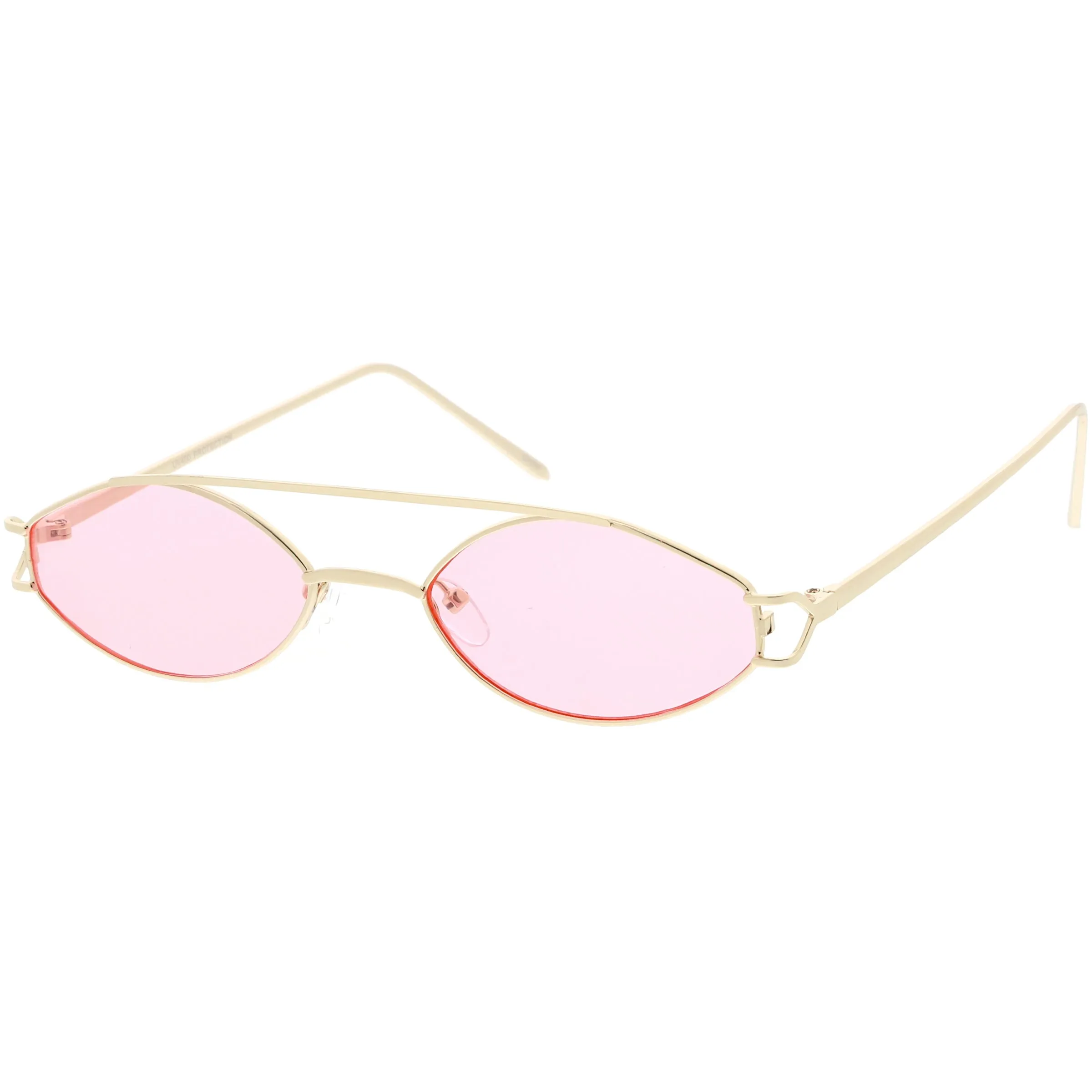 Retro Modern Small Metal Oval Crossbar Color Tone Lens Sunglasses C944