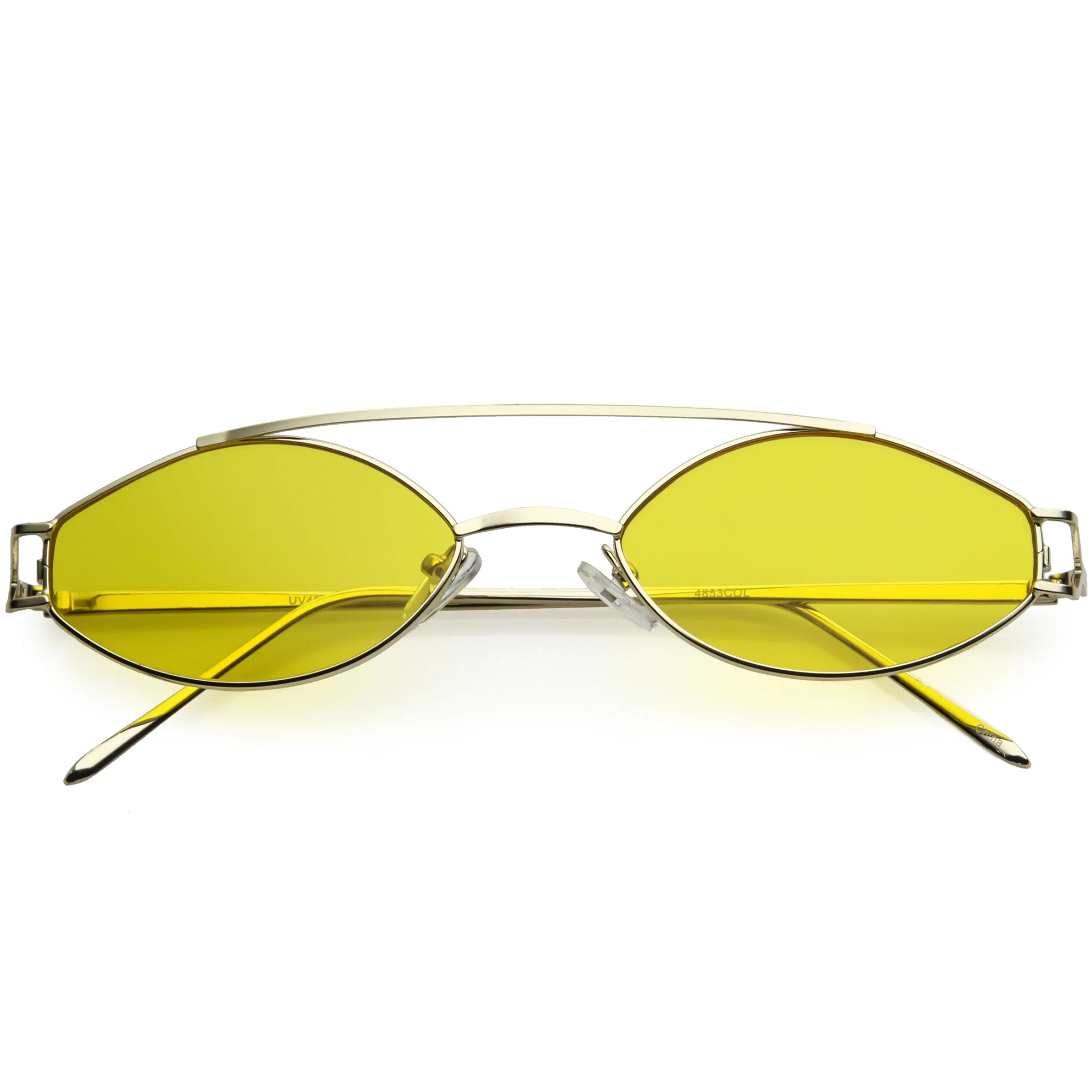 Retro Modern Small Metal Oval Crossbar Color Tone Lens Sunglasses C944