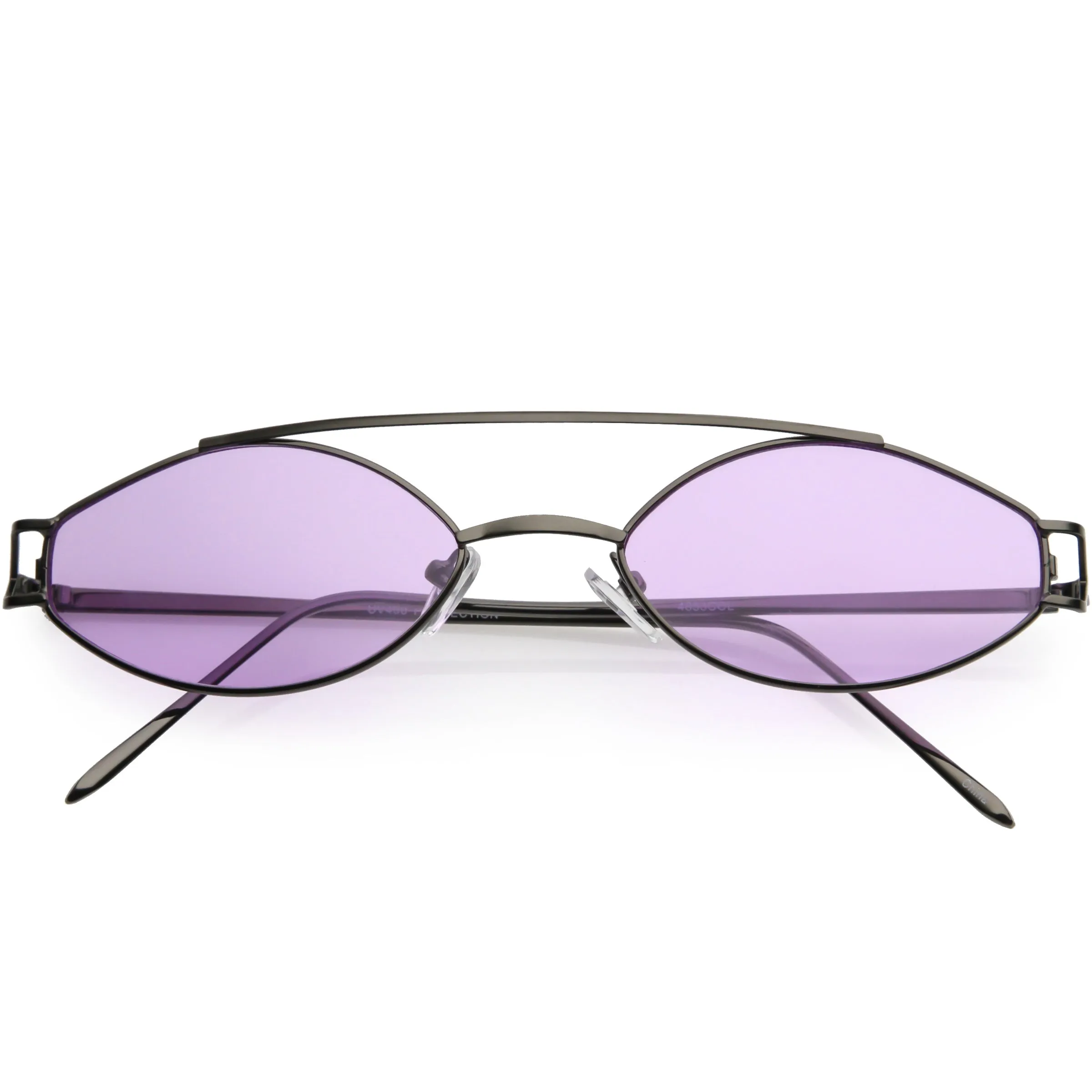 Retro Modern Small Metal Oval Crossbar Color Tone Lens Sunglasses C944