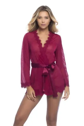 Rhubarb - Eyelash Lace Robe with G-string -