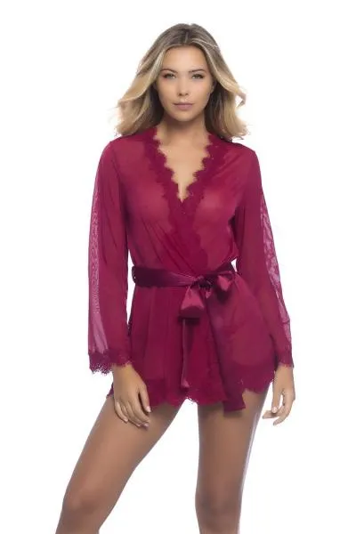 Rhubarb - Eyelash Lace Robe with G-string -