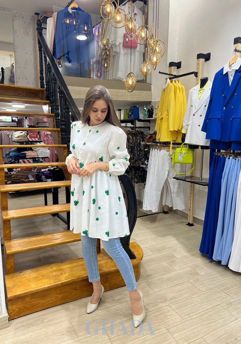 Robe - Chemise en lin brodé