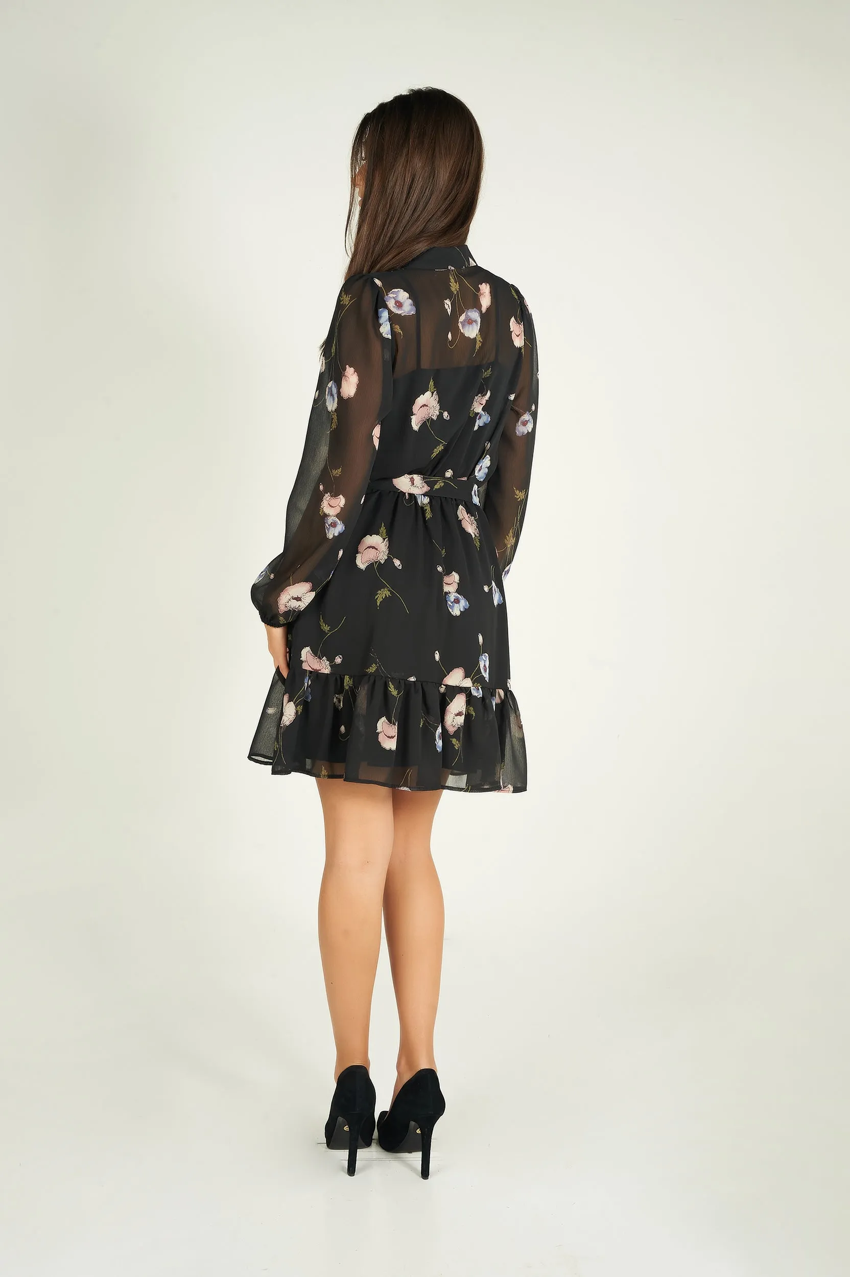 Robe fleurie en chiffon - OLEDA - (R-B12)