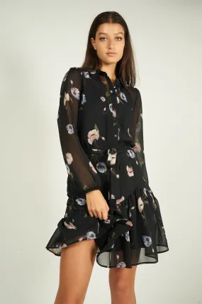 Robe fleurie en chiffon - OLEDA - (R-B12)