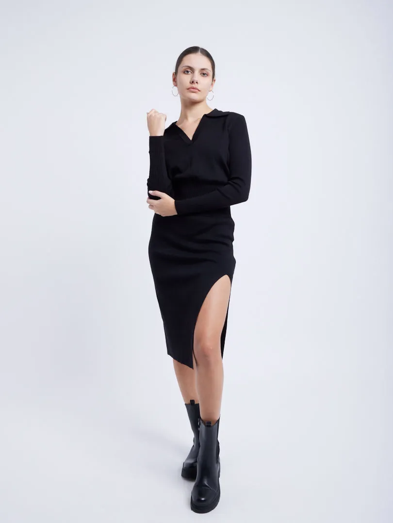 Robe maille col chemise