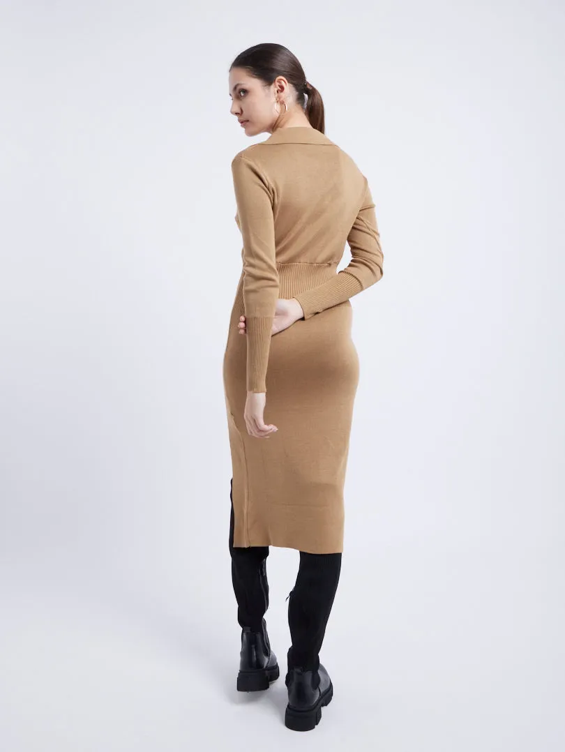 Robe maille col chemise