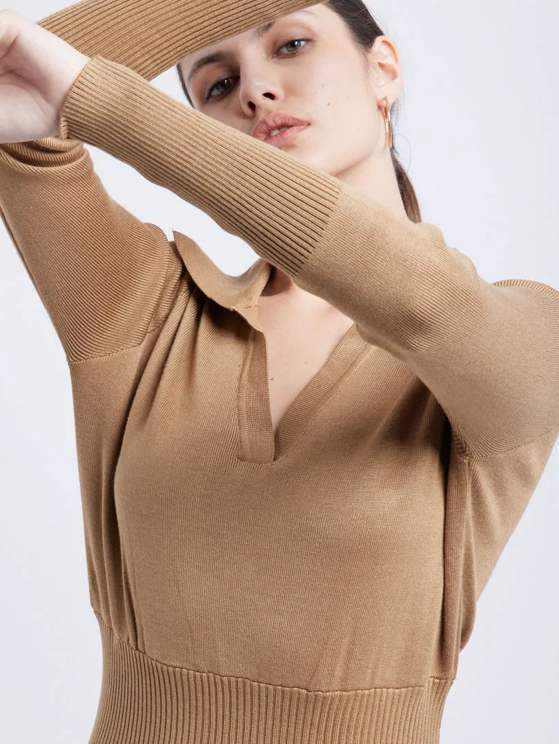 Robe maille col chemise
