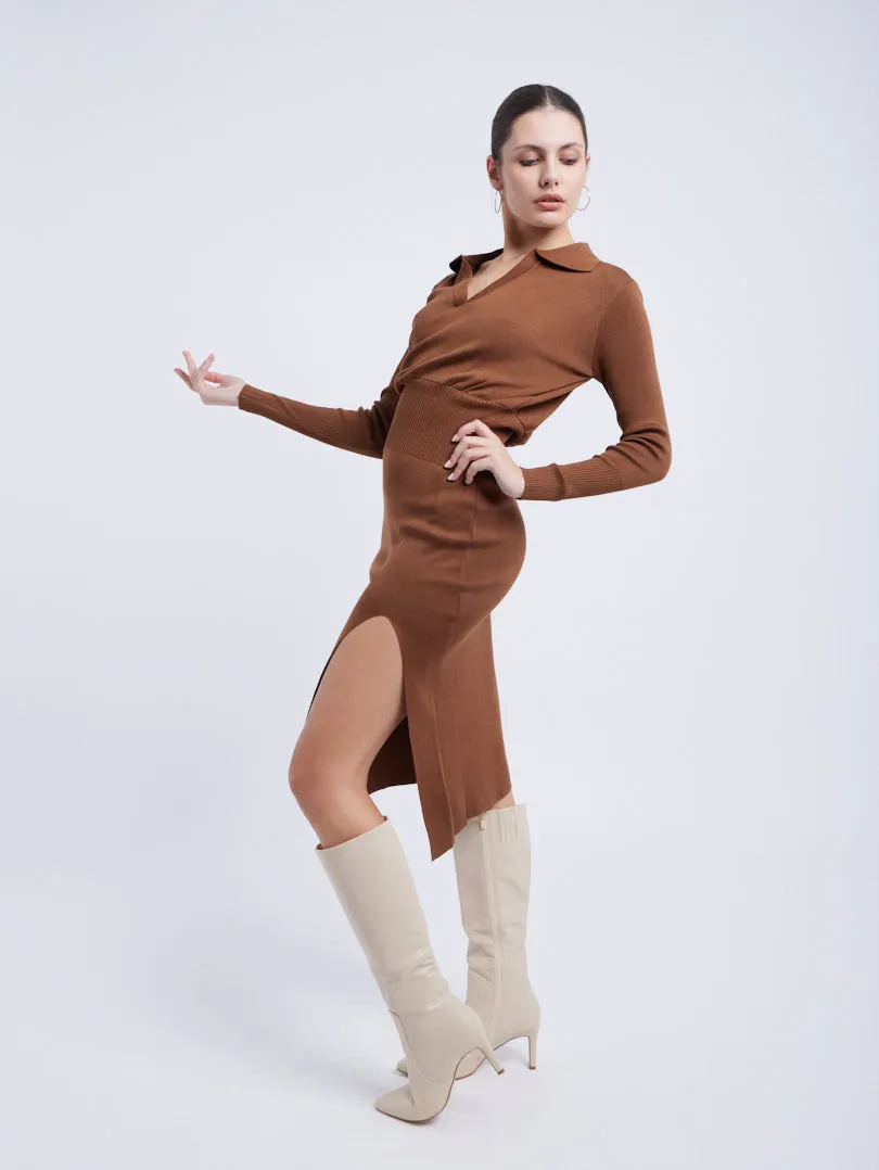 Robe maille col chemise