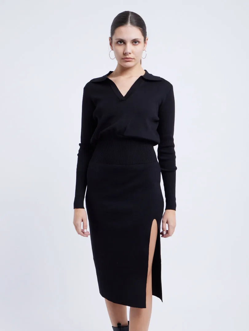 Robe maille col chemise