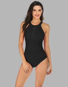 Round Neck Solid-color One-piece Backless Bikini Swimwear