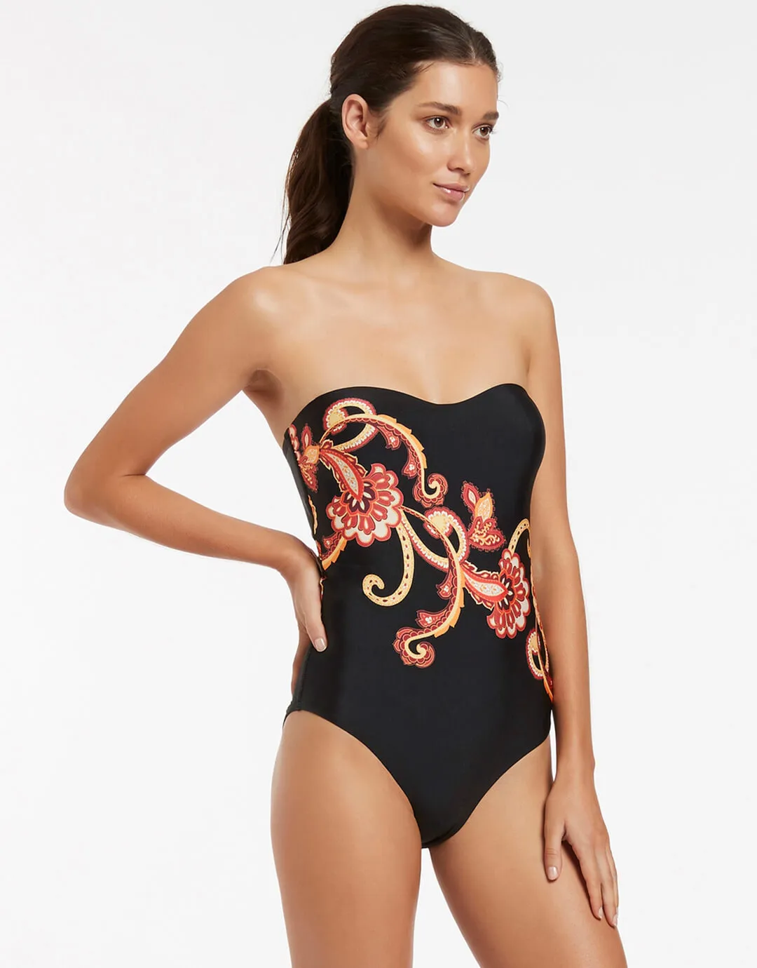 Silk Road Bandeau Swimsuit - Black