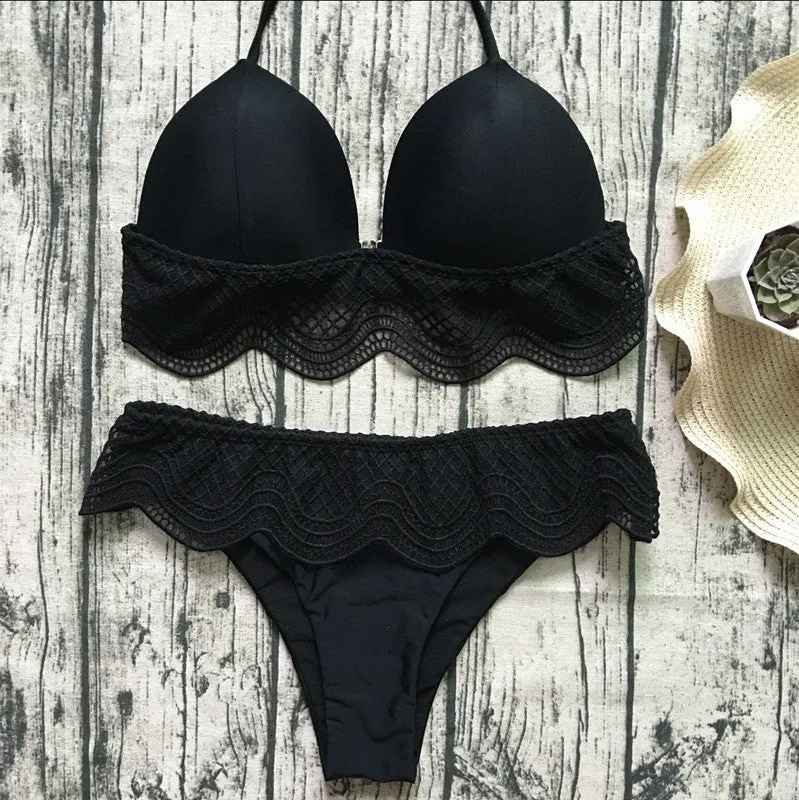 Sling Lace Strappy Two Pieces Bikini