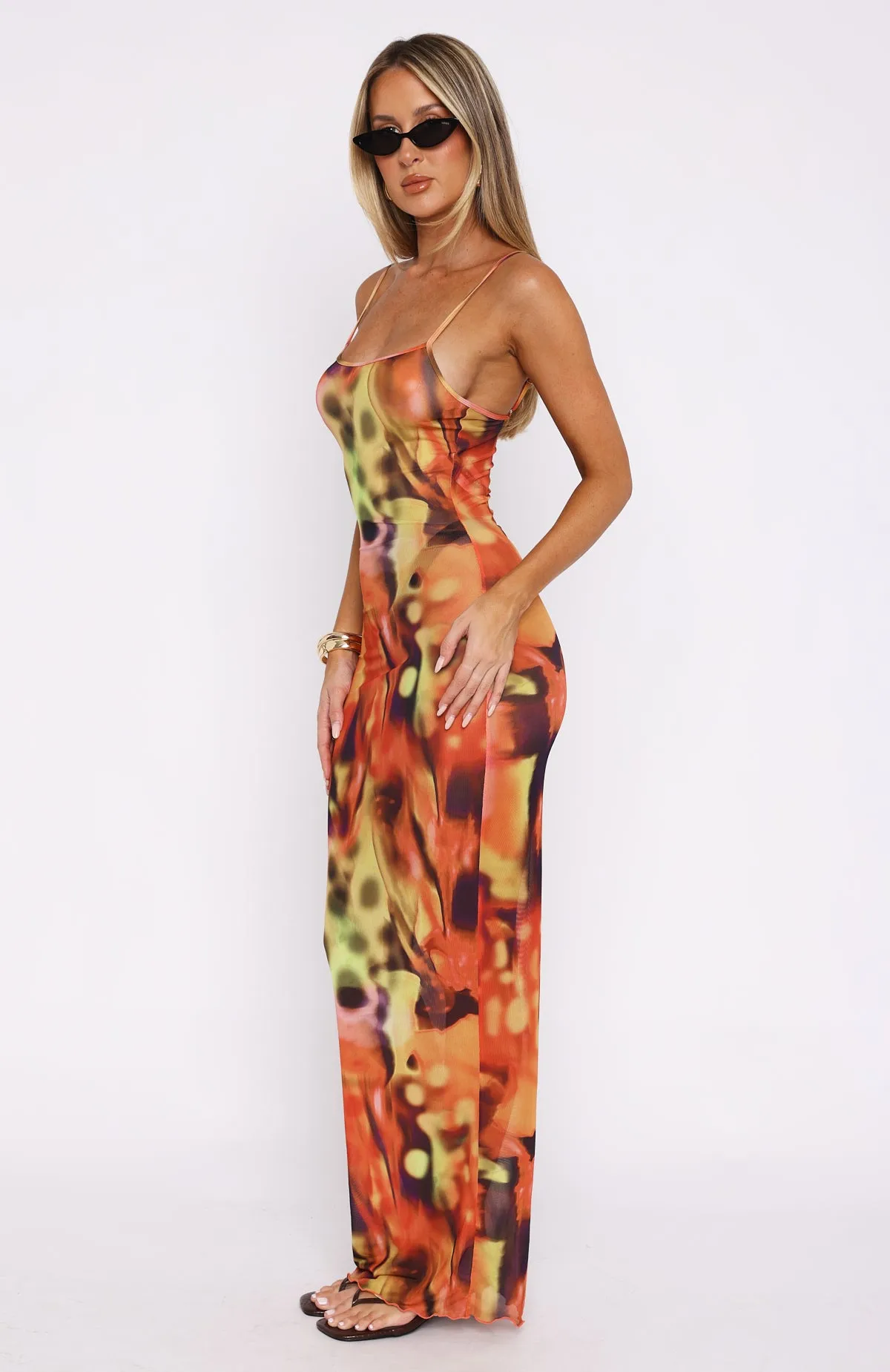 Still Waiting Mesh Maxi Dress Passionfruit Mojito
