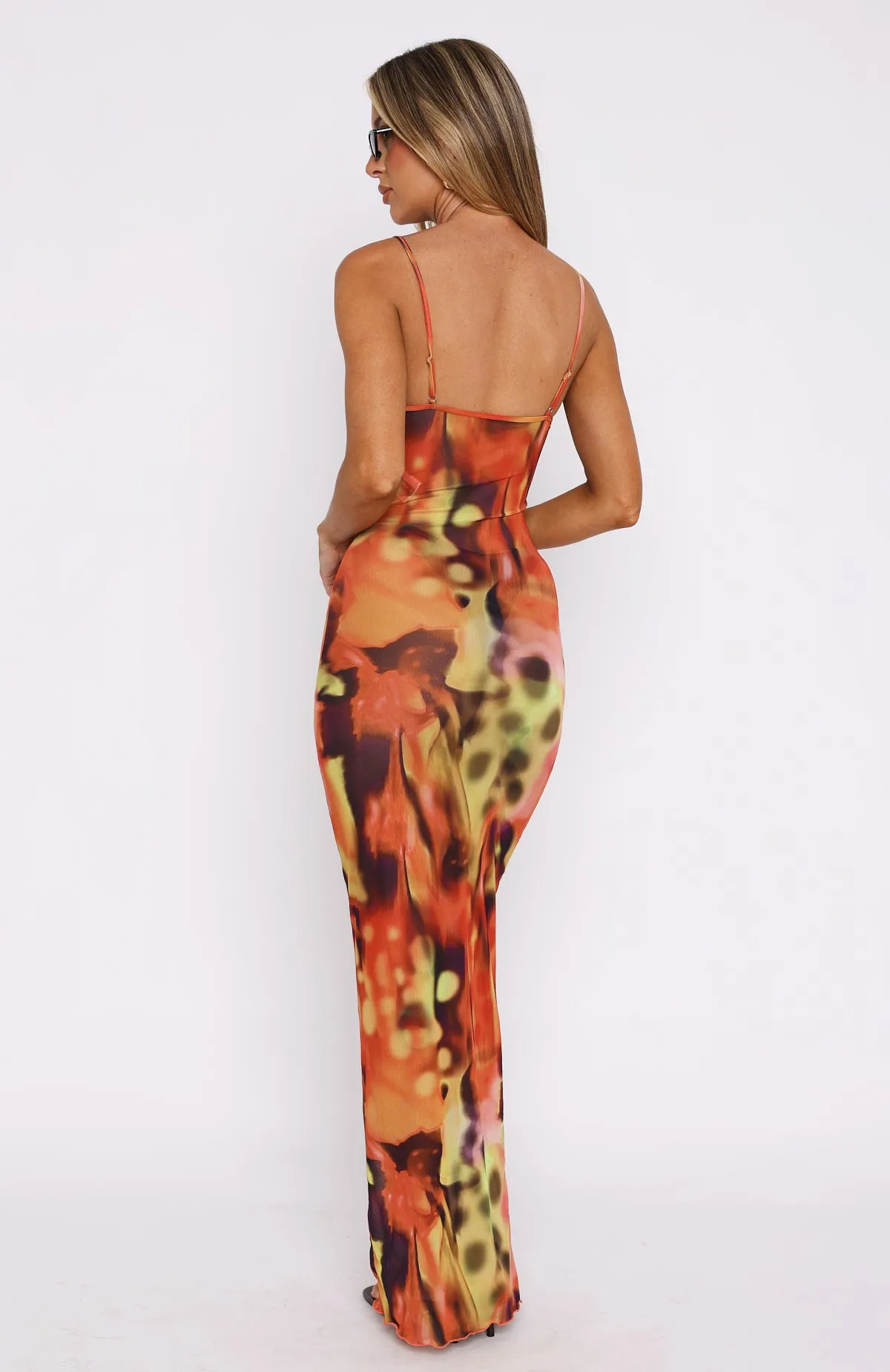 Still Waiting Mesh Maxi Dress Passionfruit Mojito
