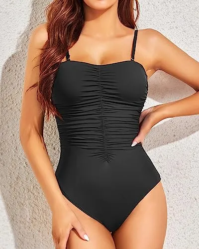 Strapless One Piece Tummy Control Bathing Suits