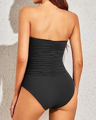 Strapless One Piece Tummy Control Bathing Suits