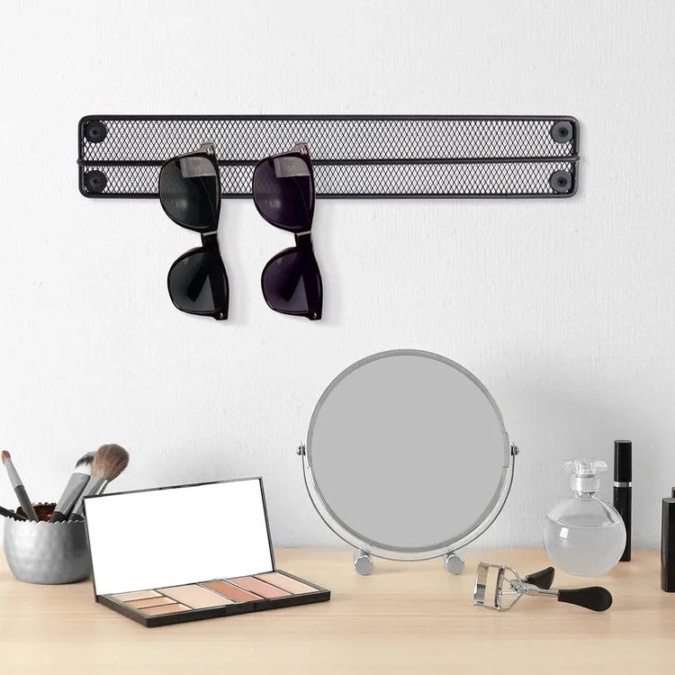 Sunglasses Holder Matte Black Metal Mesh Wall Mounted Eyewear Display Rack, Hanging Eyeglasses Storage Rail Case