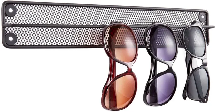 Sunglasses Holder Matte Black Metal Mesh Wall Mounted Eyewear Display Rack, Hanging Eyeglasses Storage Rail Case