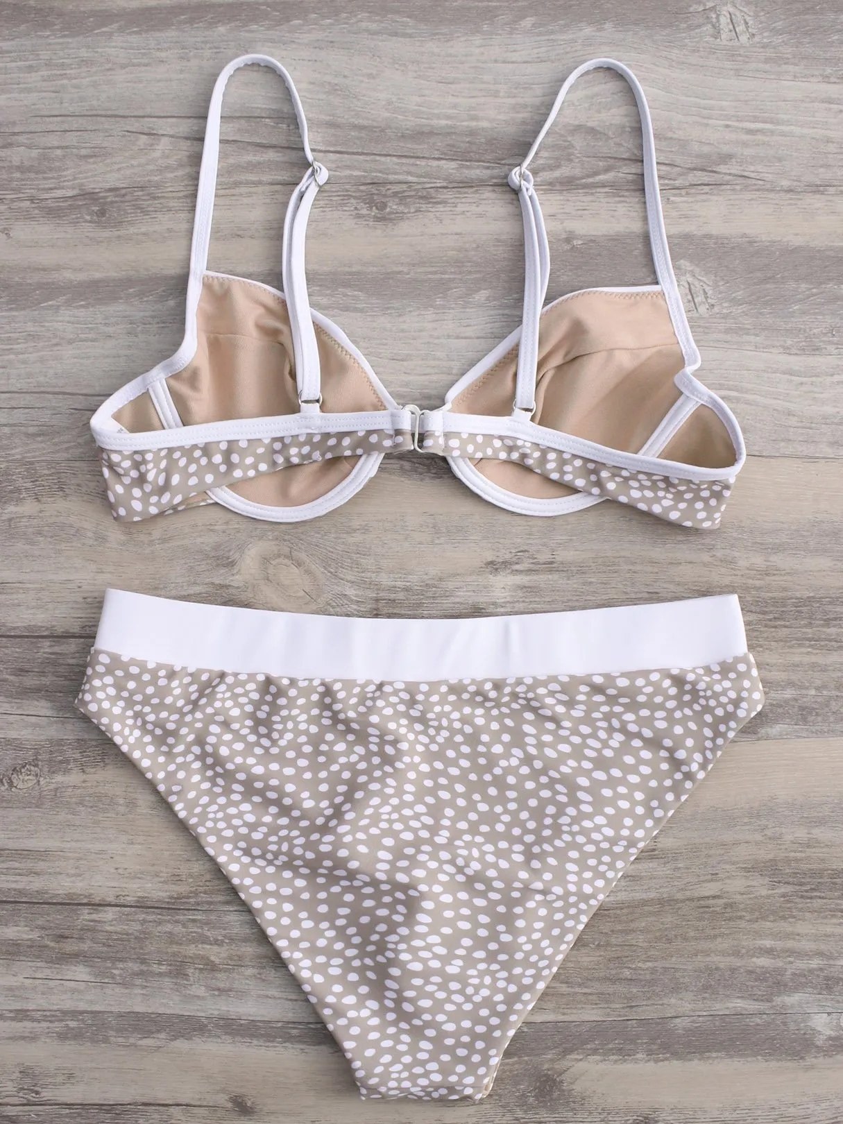 Wholesale Beige Backless V-Neck Bikinis