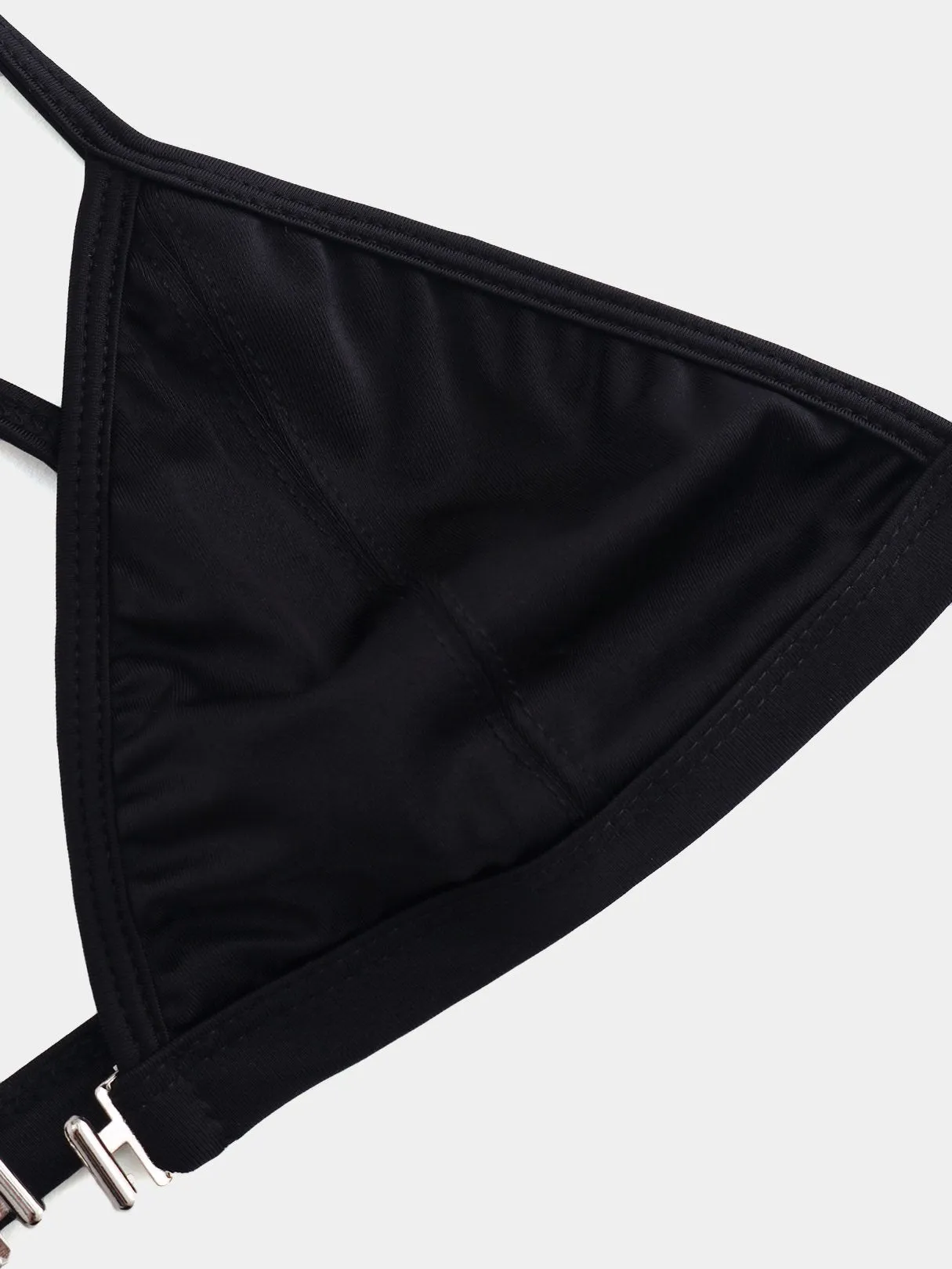 Wholesale Black Deep V Neck Sleeveless Plain Bikini Top