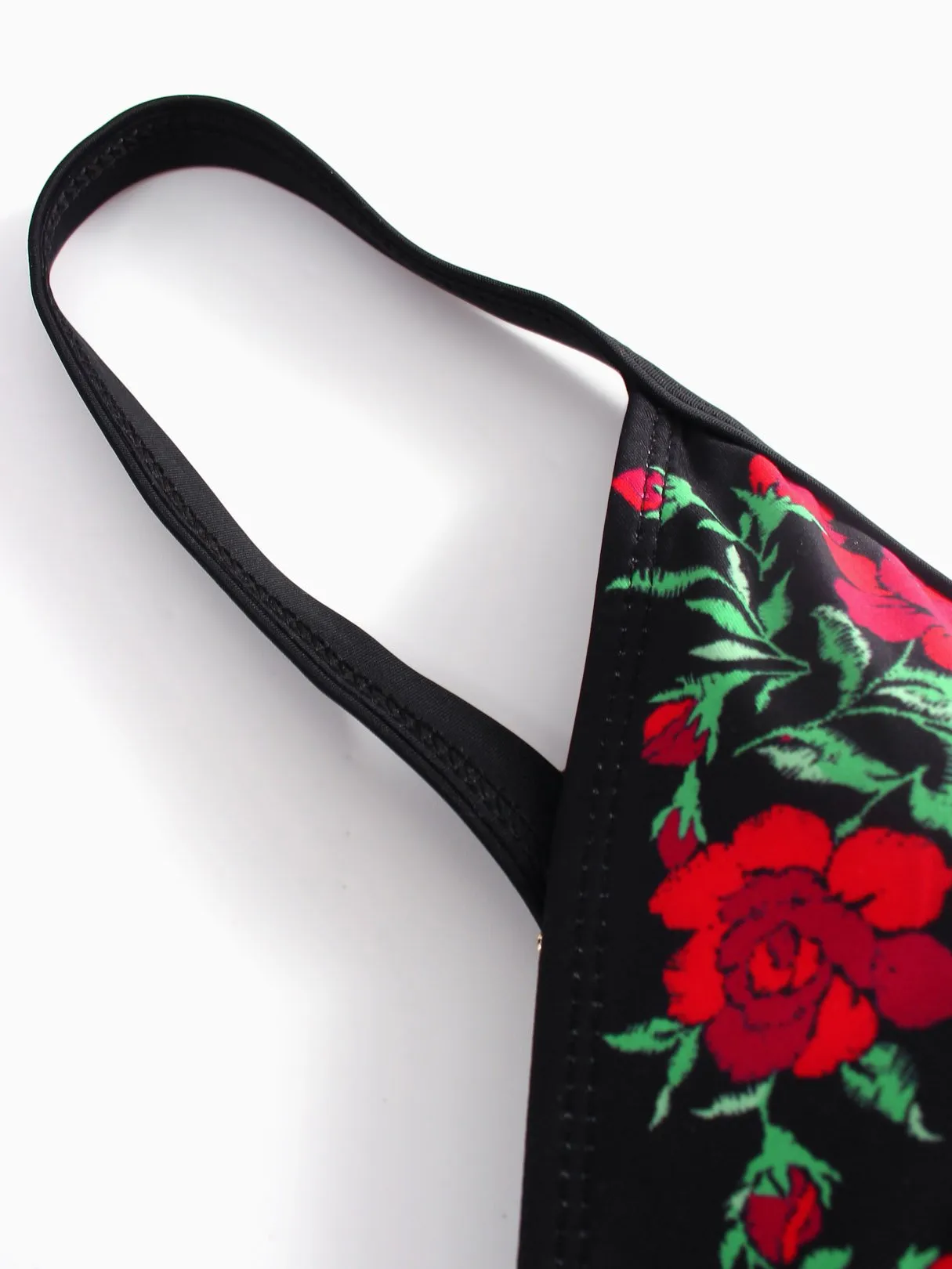 Wholesale Black Embroidered Spaghetti Strap Two Piece Bikinis