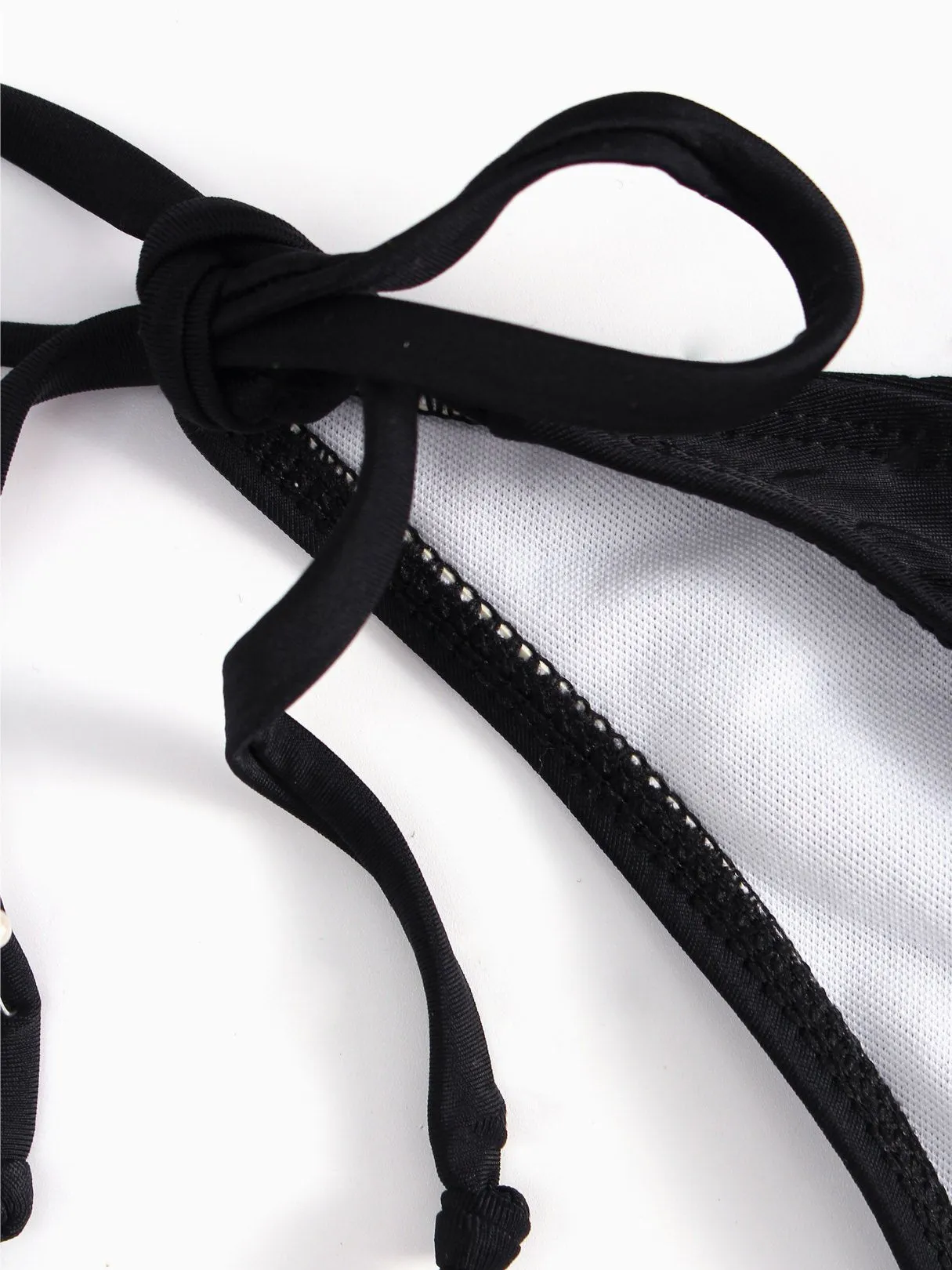 Wholesale Black Embroidered Spaghetti Strap Two Piece Bikinis