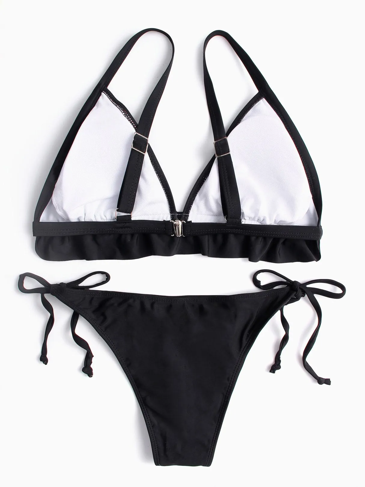 Wholesale Black Embroidered Spaghetti Strap Two Piece Bikinis