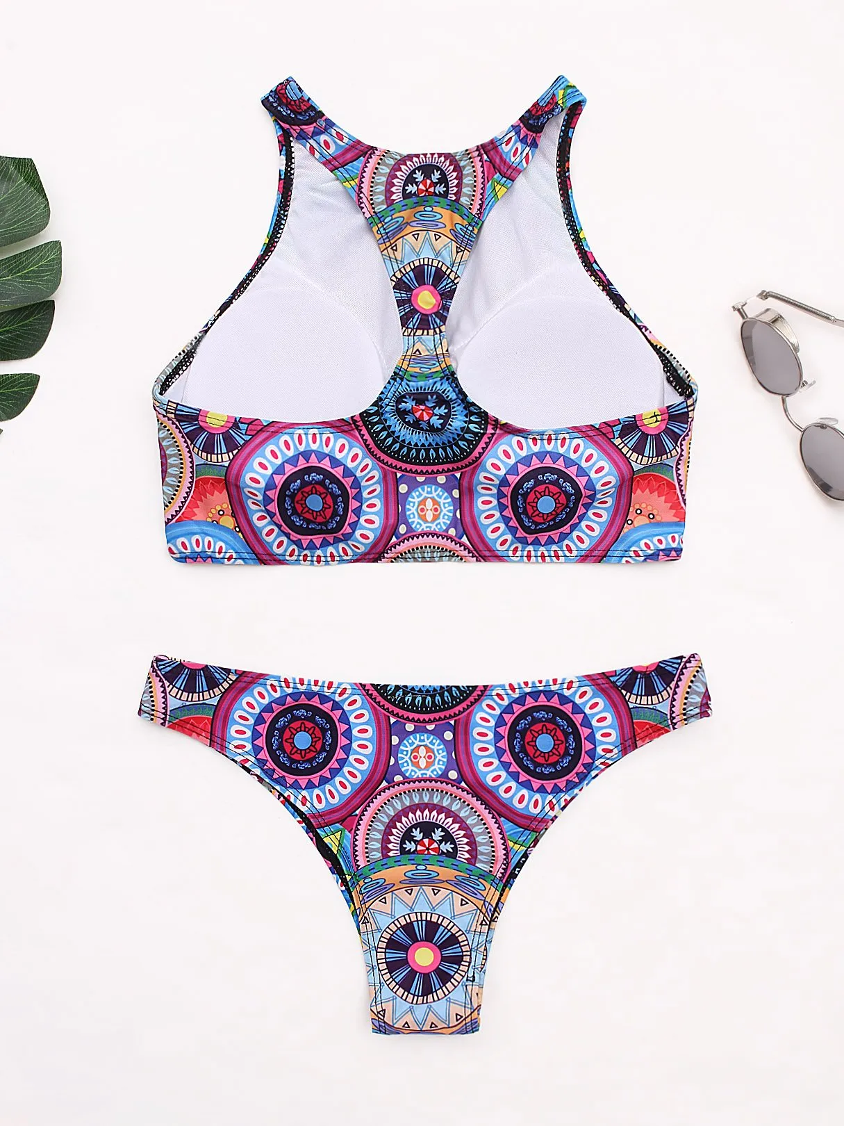 Wholesale Crew Neck Sleeveless Two Piece Bikinis