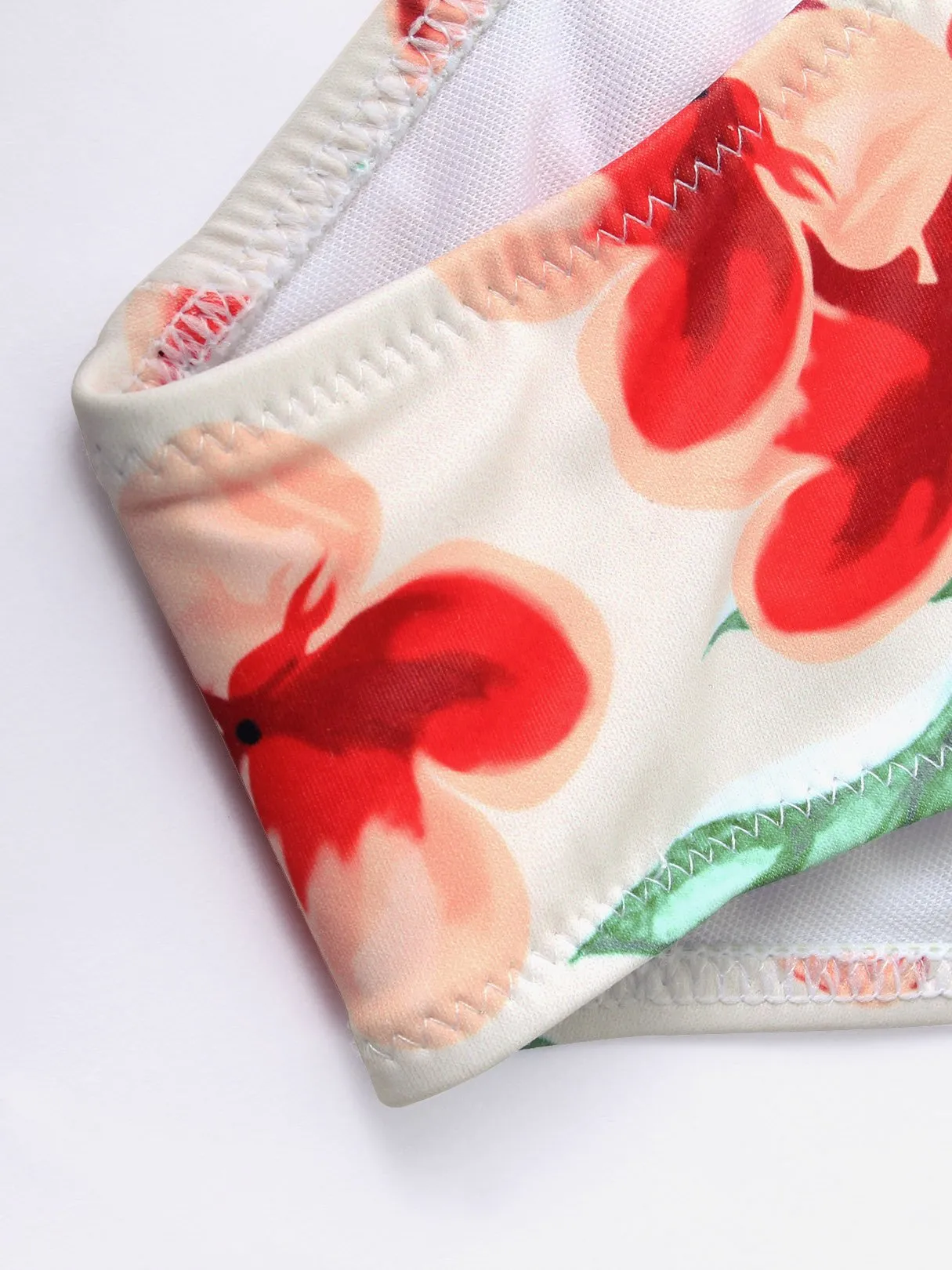 Wholesale Green Sleeveless Floral Print Spaghetti Strap Two Piece Bikinis