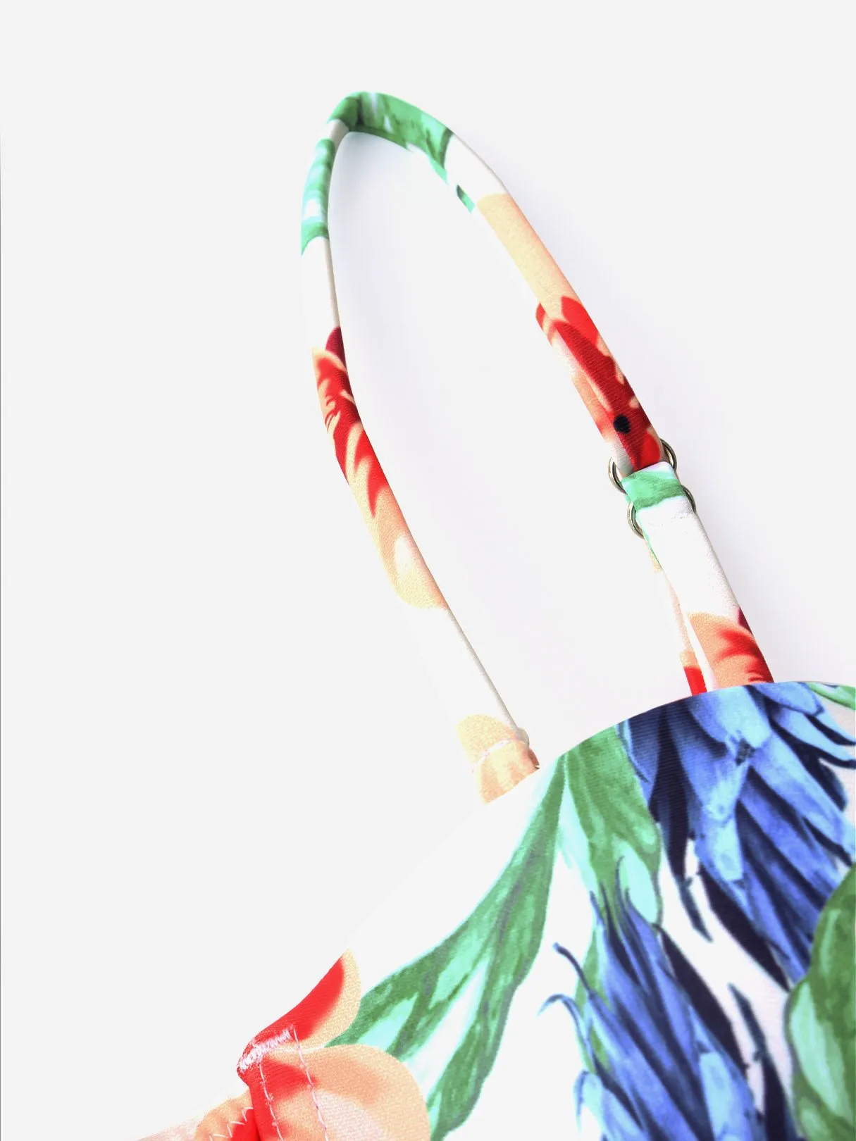 Wholesale Green Sleeveless Floral Print Spaghetti Strap Two Piece Bikinis