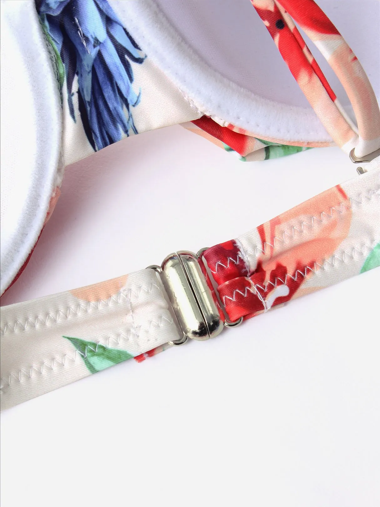 Wholesale Green Sleeveless Floral Print Spaghetti Strap Two Piece Bikinis