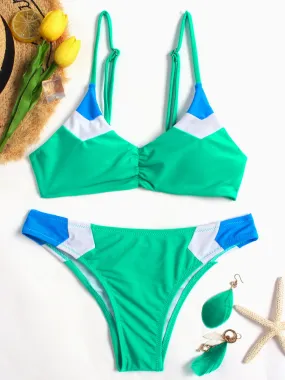 Wholesale Green Spaghetti Strap 2 Piece Bikinis