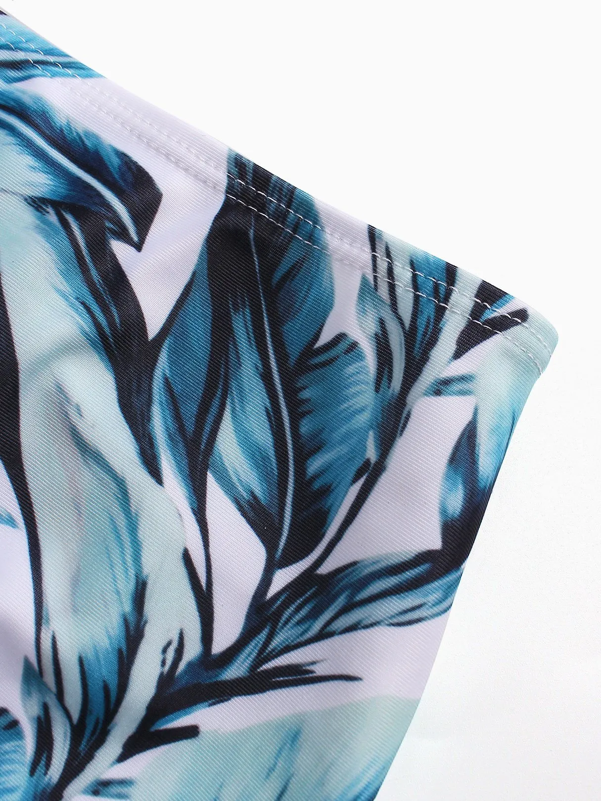 Wholesale Off The Shoulder Short Sleeve Floral Print Backless Bikinis