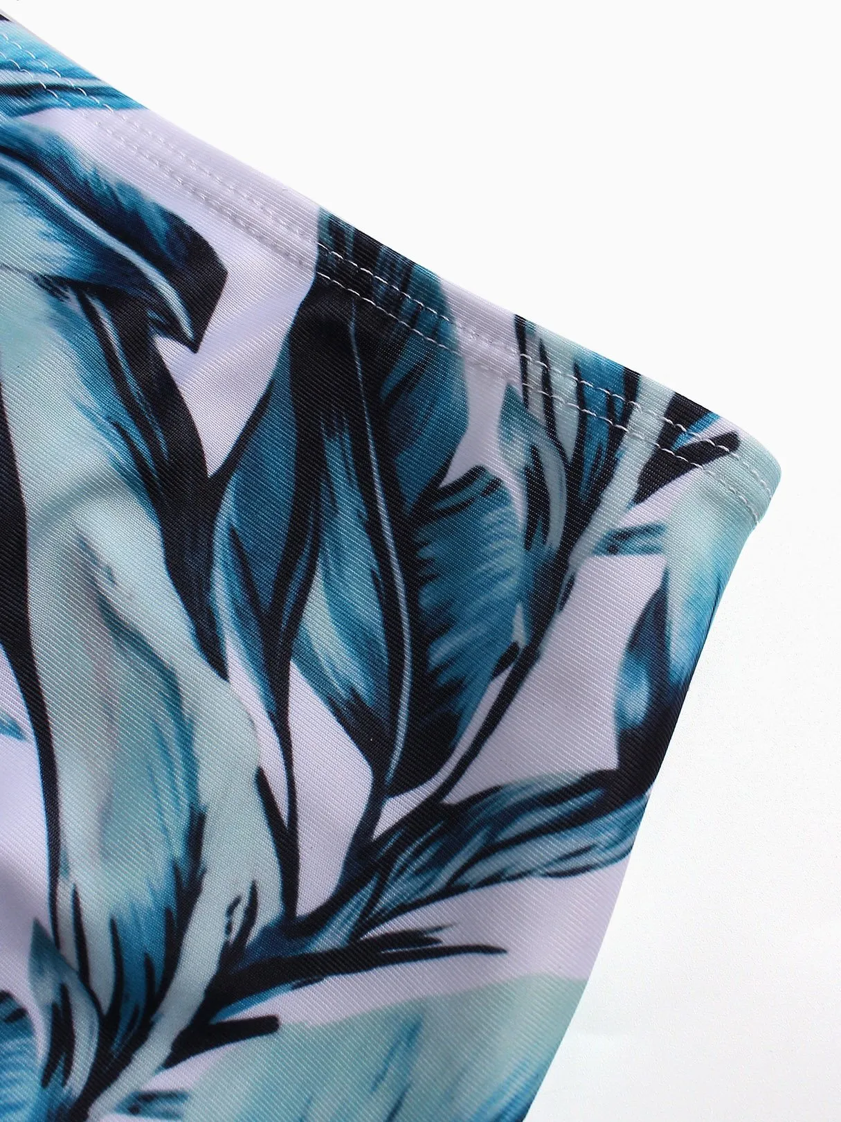 Wholesale Off The Shoulder Short Sleeve Floral Print Backless Bikinis