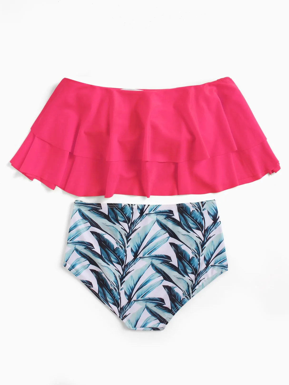 Wholesale Off The Shoulder Short Sleeve Floral Print Backless Bikinis