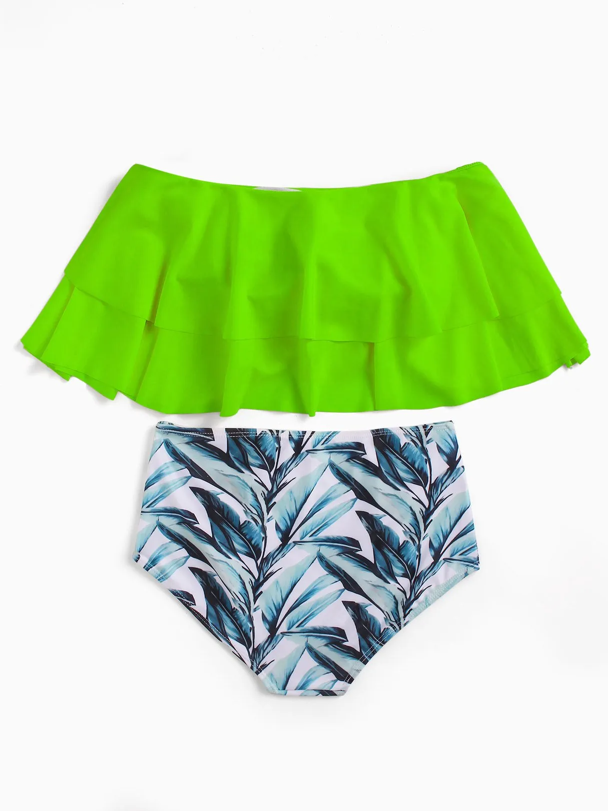 Wholesale Off The Shoulder Short Sleeve Floral Print Backless Bikinis