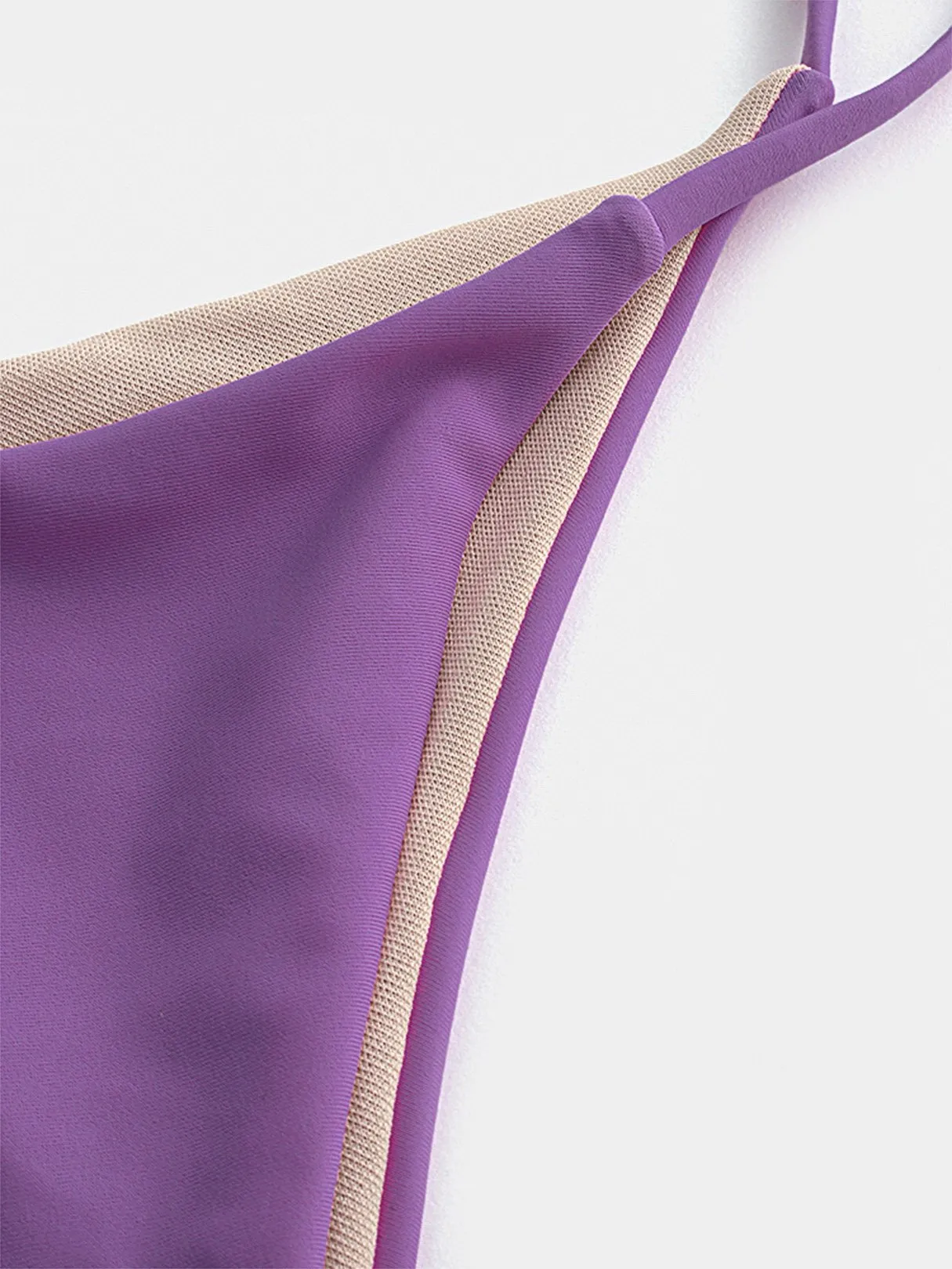 Wholesale Purple Scoop Neck Sleeveless Backless Tie-Up Bikinis