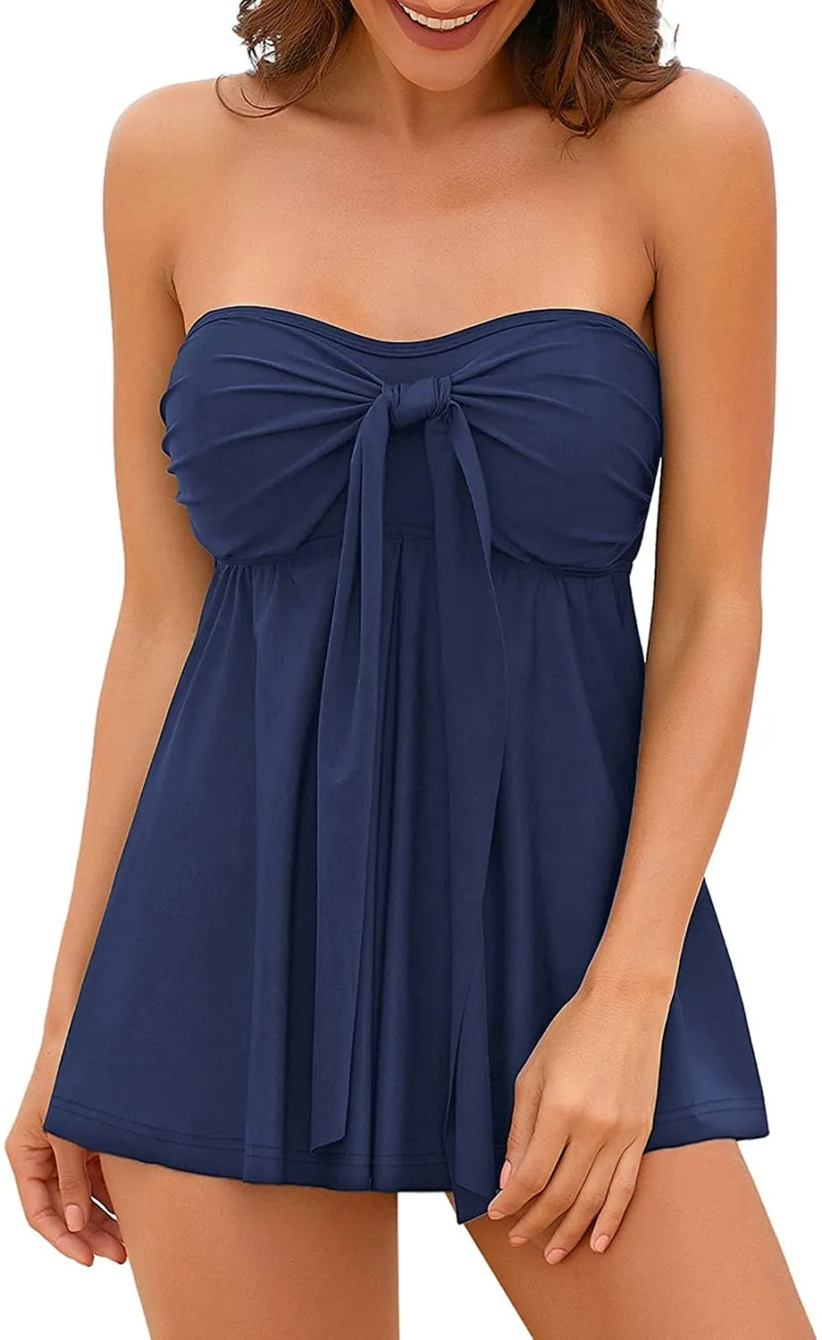 Women's Halter Bandeau Self-Tied Tankini Set Two Pieces Swimsuits